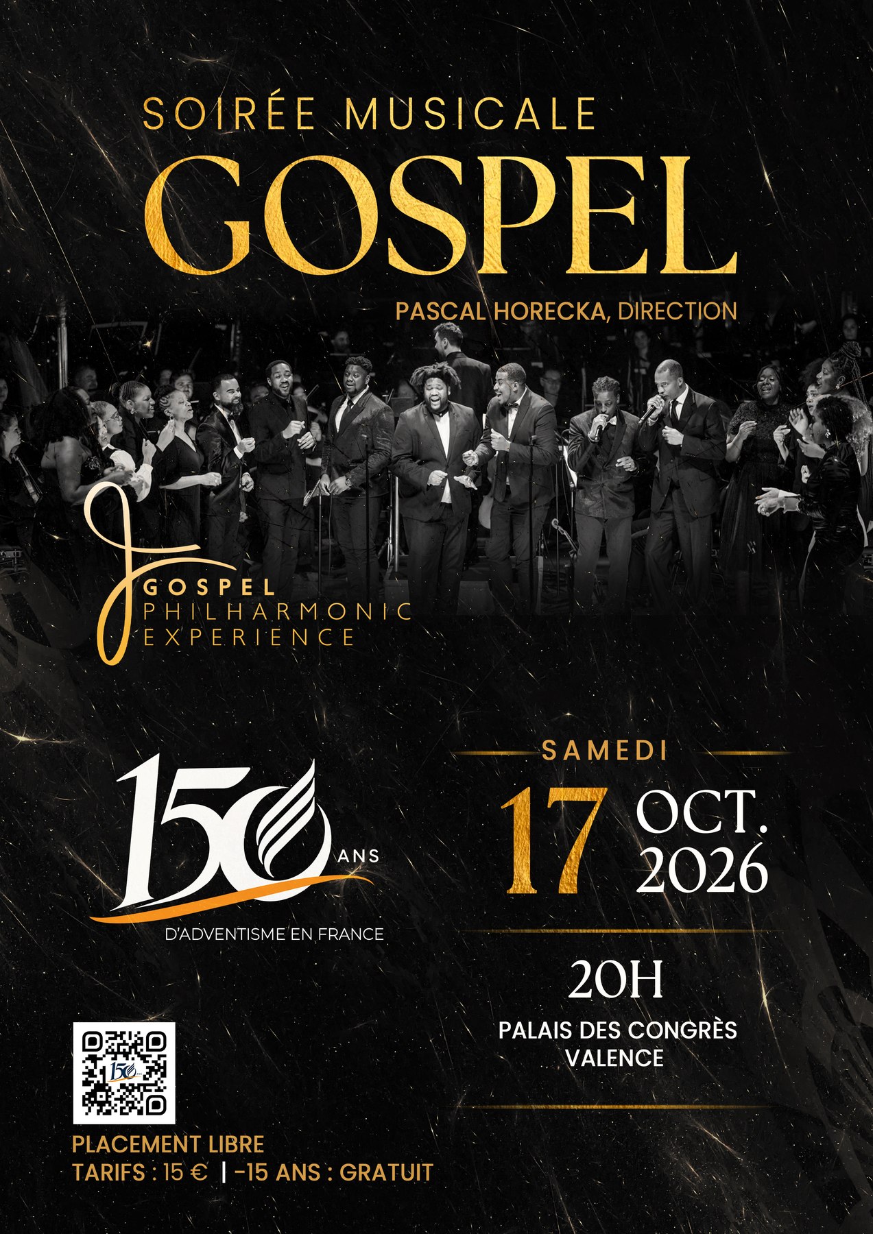 Affiche de la soirée Gospel Philharmonic Experience à Valence le 17 octobre 2026