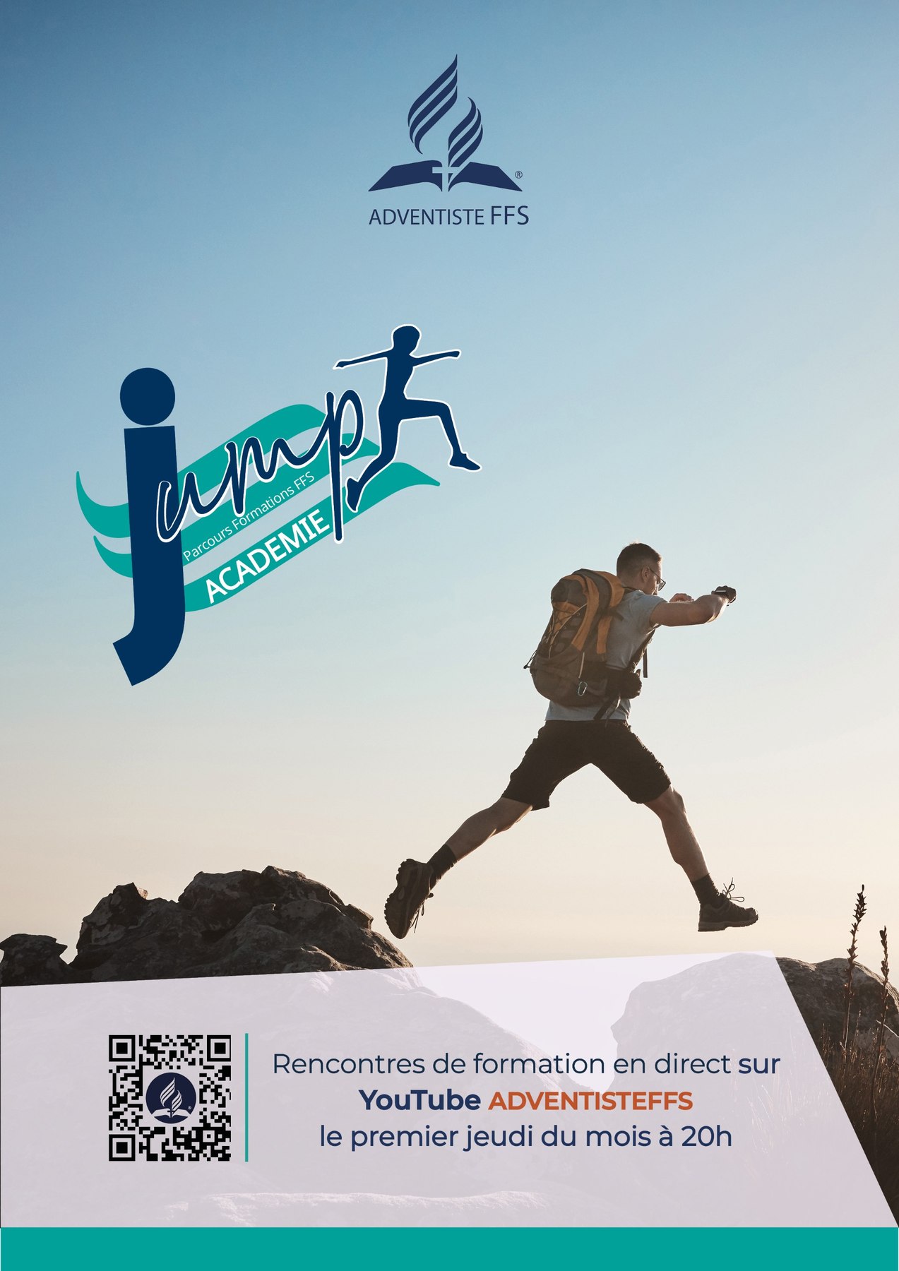Affiche JUMP Académie — formations FFS, premier jeudi du mois à 20 h
