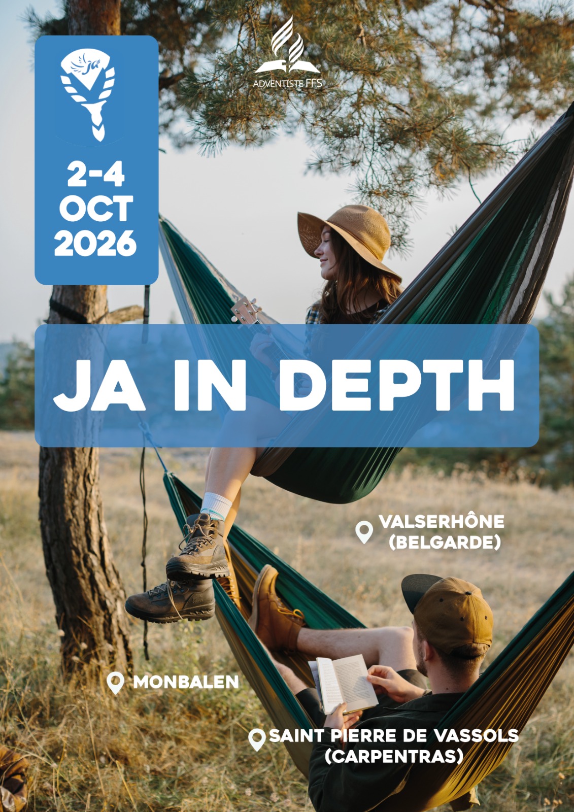 Affiche JA in Depth du 2 au 4 octobre 2026 à Valserhône, Monbalen et Saint-Pierre-de-Vassols