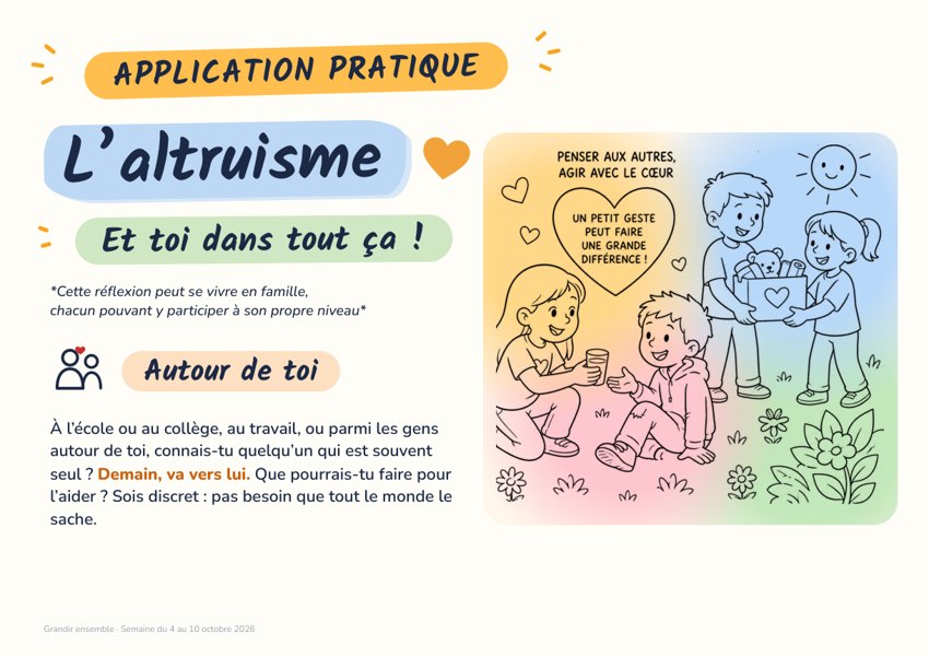 Aperçu action concrète — L’altruisme — semaine du 4 au 10 octobre 2026